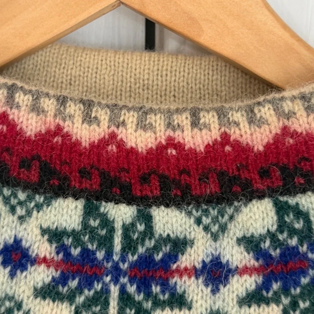 Vintage Eddie Bauer Nordic Fair Isle Sweater Mens M Gray Wool Blend Outdoor - Picture 6 of 11